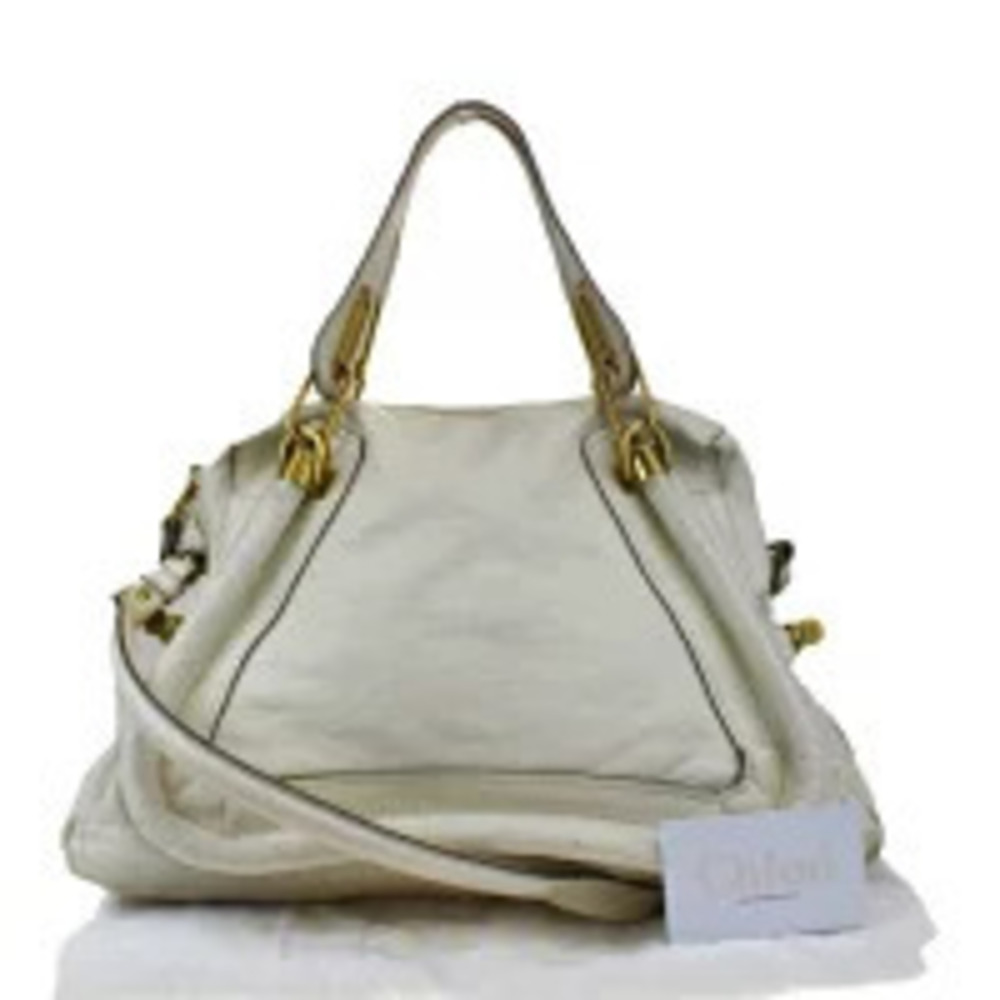 Chloe Paraty Handbag Shoulder Bag White Leather